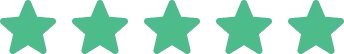 Fünf grüne Sterne als Symbol für eine positive Bewertung