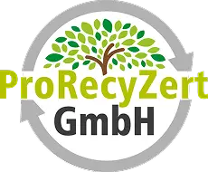 Logo der ProRecyZert GmbH mit Baum-Symbol und Recycling-Pfeilen