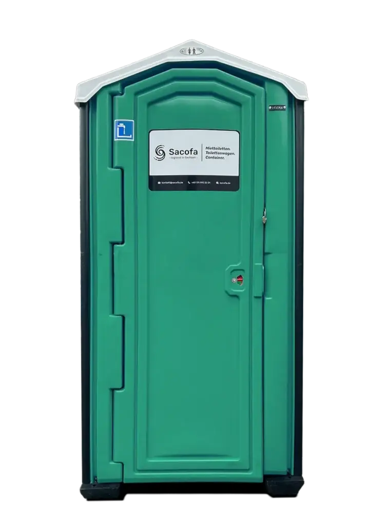 Sacofa Grimma | Mobile Toiletten ✅ 16 2024 05 Sacofa Miettoiletten gruen 0000s 0000 Aussenansicht frontal